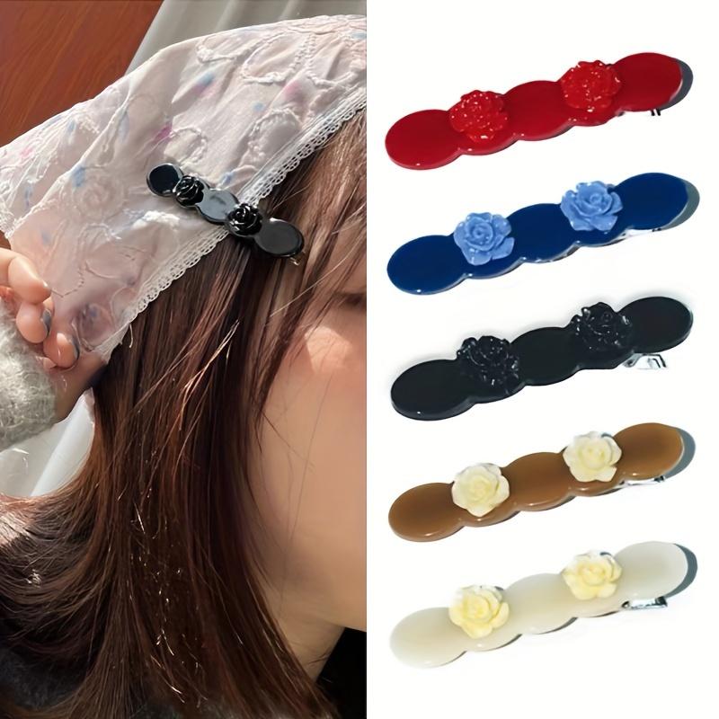 

New Acetate Hair Clips Rose Flower Side Pins Vintage Sweet Hairpin Women Hair Accessories