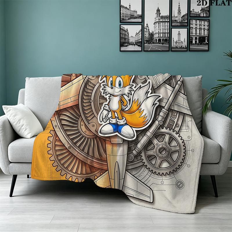 Tails Printed Flannel Blanket, soft throw for bedroom sofa, washable, Christmas present, great gift.