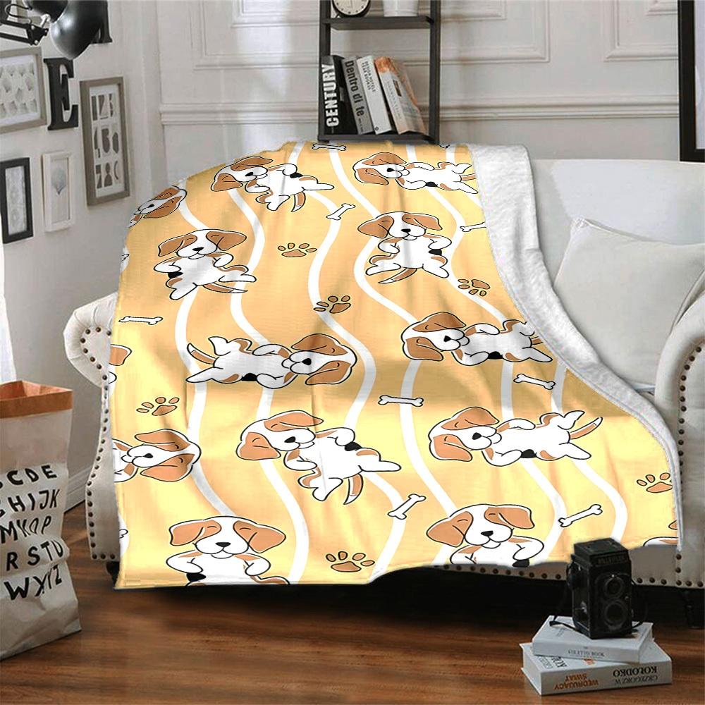 1pc Puppy Bone Lightweight Flannel Blanket, Comfortable and Warm Blanket, for Office and Camping Sofa Bed, Livingroom148