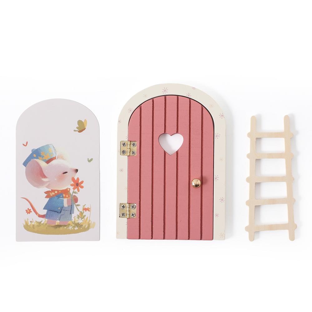 Cartoon Christmas Room Decoration Dollhouse Mini Home Decorations Wood Fairy Elf Door Fairy-tale-styl Decoration Craft Ornaments розовый