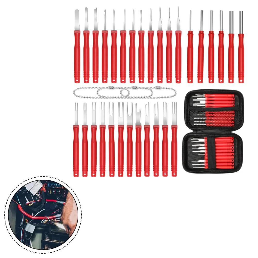 34pcs Terminal Removal Tool Electrical Wire Connector Repair Terminal Car Electrical Wire Crimp Connector Pin Extractor