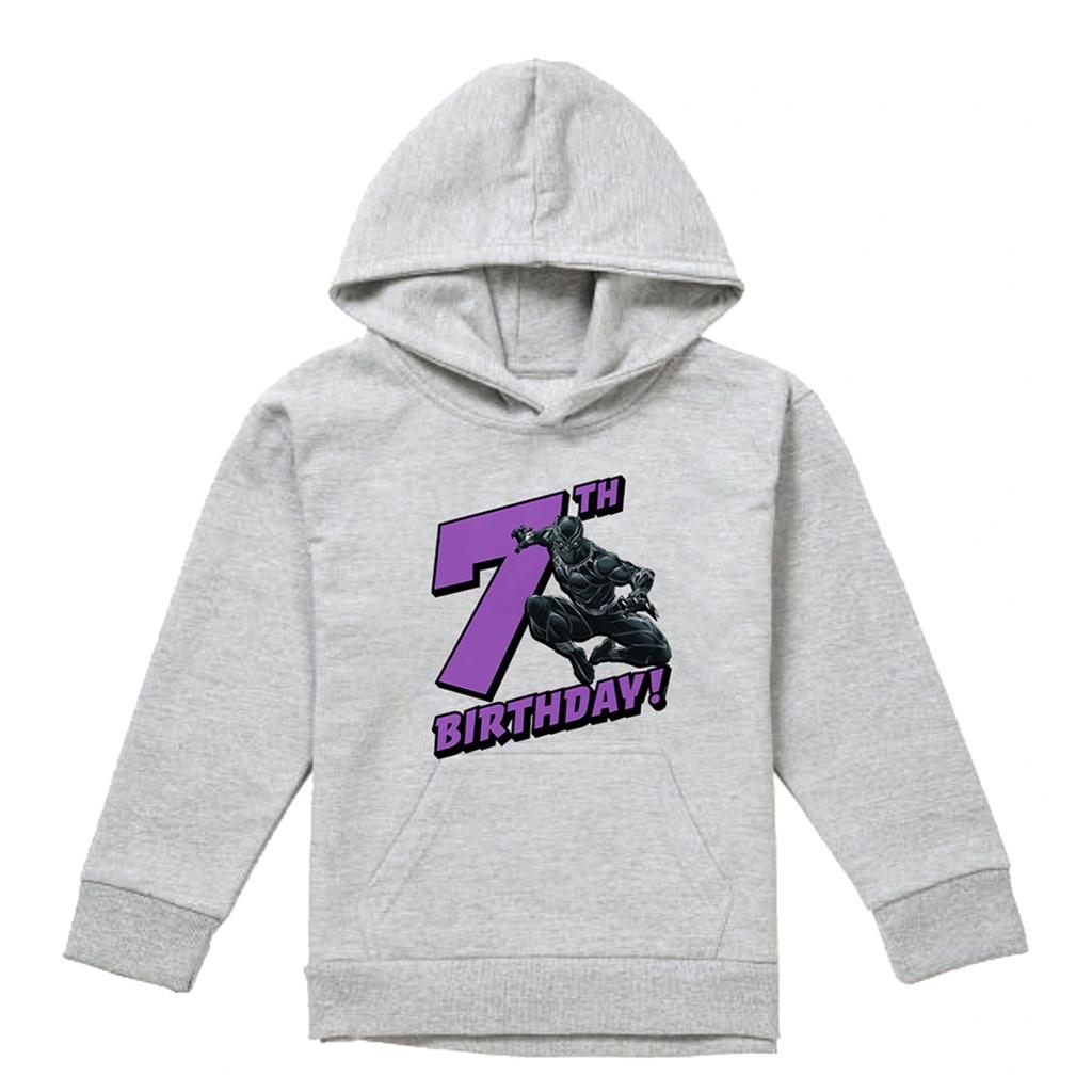 Black Panther Childrens/Kids Heather Pull Over 7th Birthday Hoodie