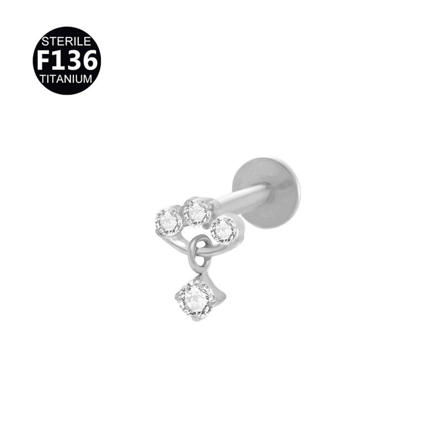 2024 F136 Titanium Flower Cone Pendant Chain Lip, Ear & Tragus Stud with Internal 0.9 Thread