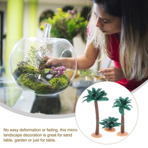 KALLORY Realistic Trees, Set of 3, Landscape Model Trees, Interior Greenery for Miniature Gardens, Artificial Plant Decorations, PVC, Perfect for Desk