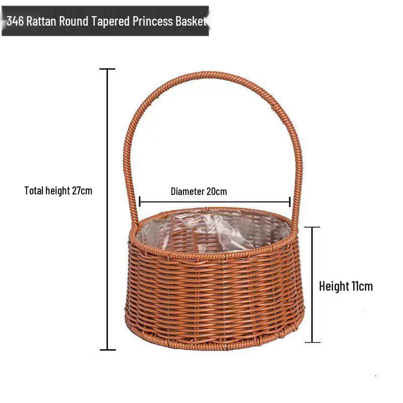 Pastoral Hand-Woven Rattan Willow Flower Basket Souvenir