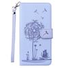 Wrist Strap 3D Emboss Flower Cat Leather Phone Wallet Case Book Kickstand For iPhone 16 15 Pro Samsung Redmi Google Oppo Magnetic Card Slot Flip Cover