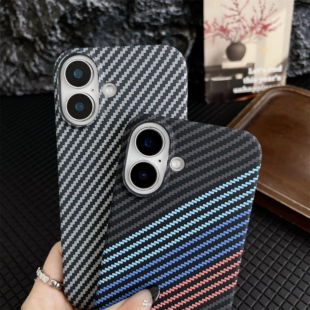 Slim Matte Carbon Fibre Texture Frameless Phone Cases For iPhone 11 12 13 14 15 16 Pro Max Plus Half Pack Shockproof Hard Cover
