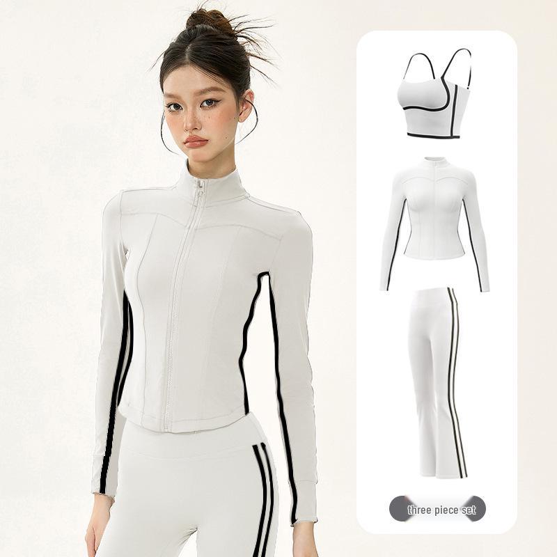Women’s Autumn/Winter Yoga Suit: Slimming Stand Collar Zipper Jacket with Long Sleeves for Running, Training, and Fitness