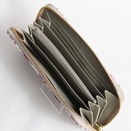 Yuzen-Färbung Lange Geldbörse Rosenmuster Geldbörse Rundum-Reißverschluss Echtes Leder Hergestellt in Japan Bordeaux [Asakusa Bunko]