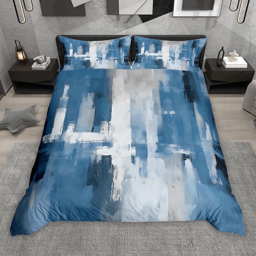 Homewish Watercolor Ombre Aesthetic Duvet Cover Set 2pcs/3pcs, Graffiti Oil Painting Bedding Set, Modern Gradient Bed Set
