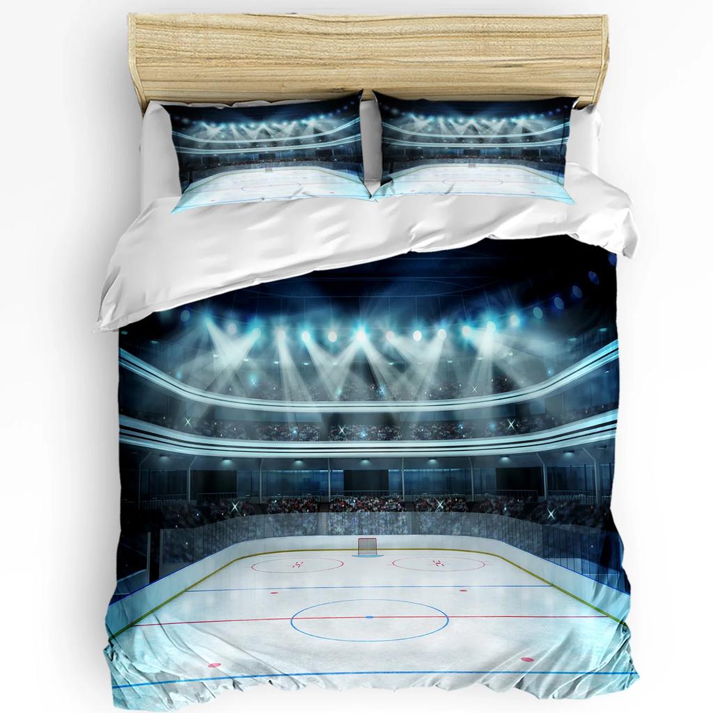 Set Biancheria da Letto Hockey per Camera da Letto Letto Casa Portiere in Stile Disegnato a Mano con Copripiumino Protettivo Ge Copripiumino e Federa