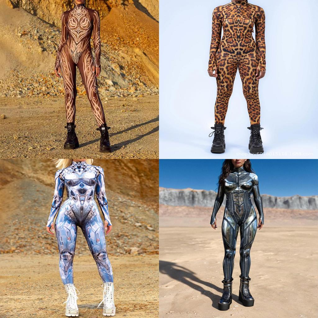Halloween Adults 3d Printed Bodysuit With Spandex Blend For Cosplay And Street Style