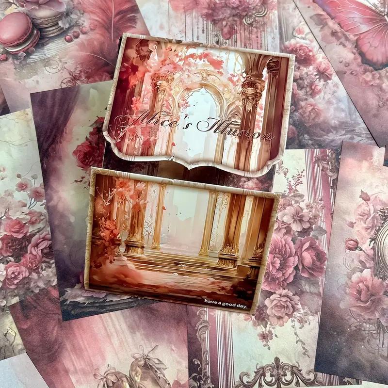 50sheets Retro Scrapbook Material Paper Hand Account DIY Collage Decoration Background Craft Paper