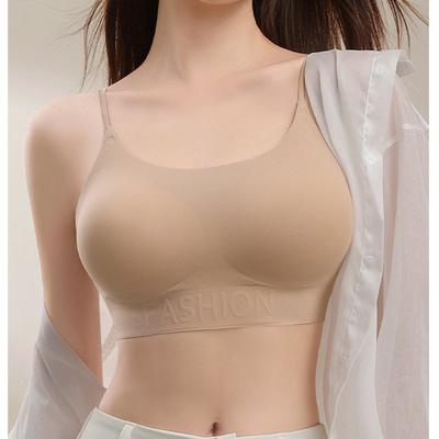 Soutien-gorge invisible pour femme en forme de U, dos magnifique, froncé, dos nu, spécialement ajusté, couleur assortie à la peau, t-shirt blanc, sous-vêtement sans souci