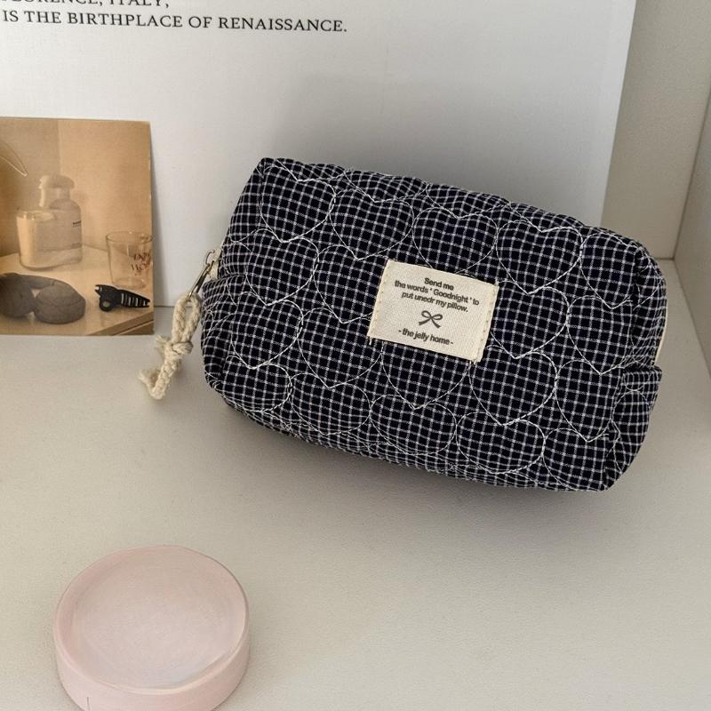 Neue Niedliche Kosmetiktasche für Damen Tragbar Reise Klein Kosmetiktaschen Mode Kariert Reißverschluss Kulturtasche Waschbeutel Aufbewahrungstaschen