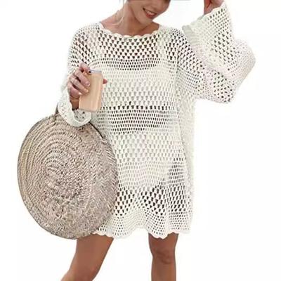 Damen Sommer Rundhals Hohl Strand Cover Up Lockere Lässige Strickmode