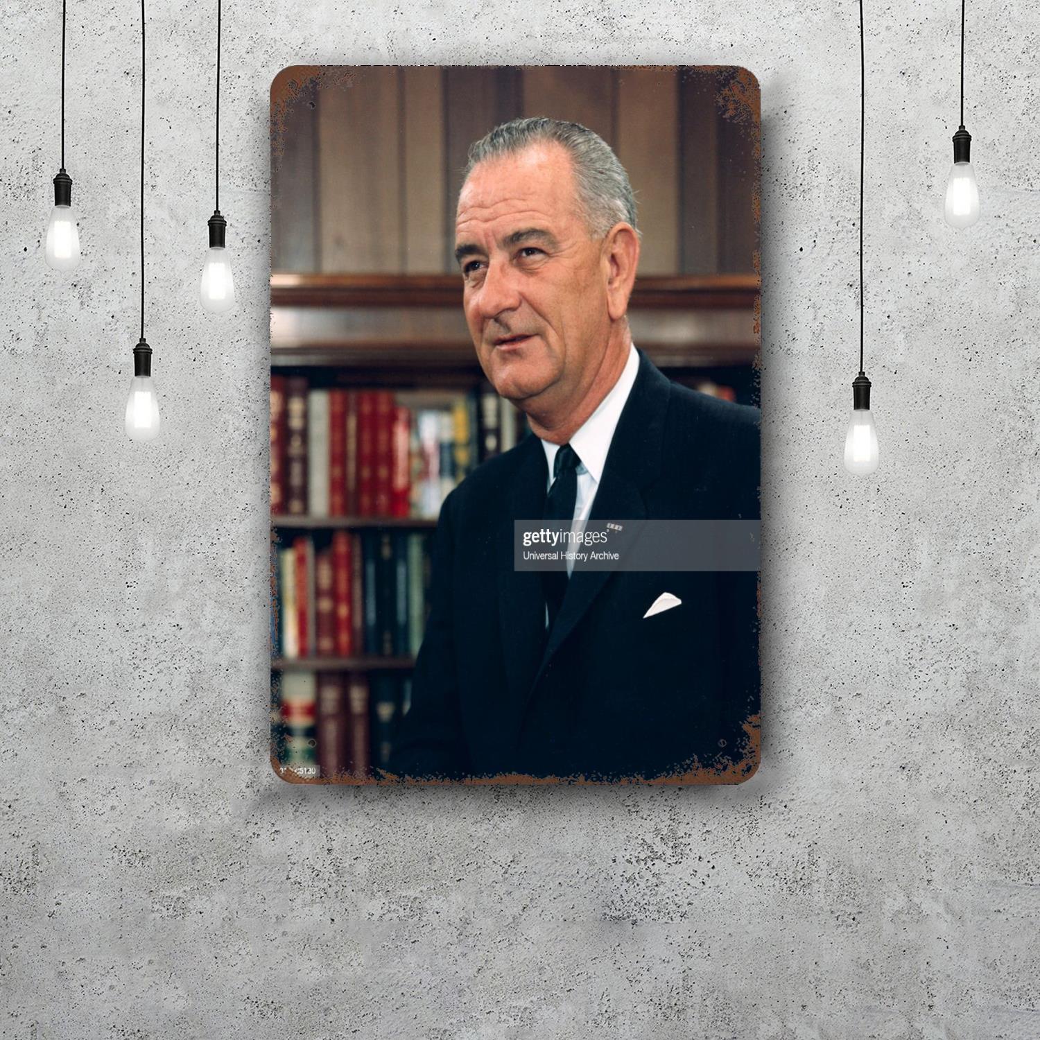 Lyndon B Johnson Decor Poster Vintage Tin Sign Metal Sign Decorative Plaque for Pub Bar Man Cave Club Wall Decoration 20x30cm(7.8x11.8inch)