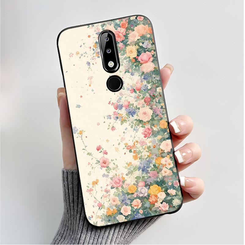 Silicone Case For Nokia X5 X6 5.1 Plus 6.1 Plus Phone Case Luxury Fashion Butterfly Flowers Soft Slim Black Jelly Cover Casing