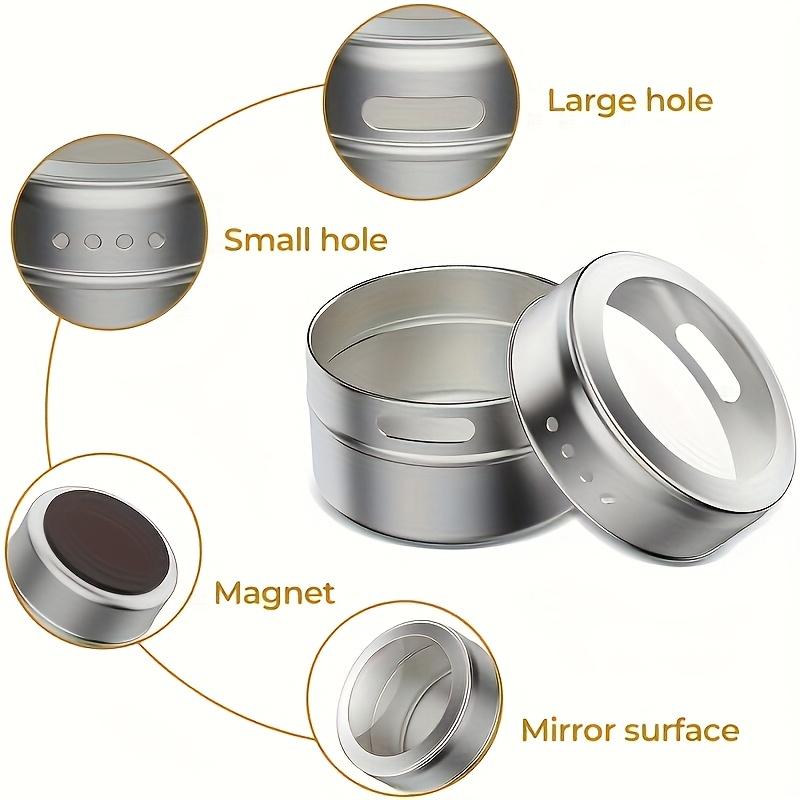 Spice Tins Magnetic Jars Stainless Steel with Clear Lids Salt Pepper Seasoning Organizer Container Kitchen Storage Accessories