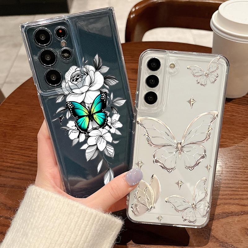 Creative Butterfly Pattern Phone Case For Samsung Galaxy S26 S25 S24 S23 Ultra S22 Plus S24 S21 FE S25 Edge Clear Soft TPU Cover