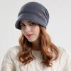 Chapeau d'hiver pour femmes, large bord court, élastique, couleur unie, doux, chaud, épais, peluche, résistant au froid, antidérapant, bonnet tricoté pour l'extérieur, hiver