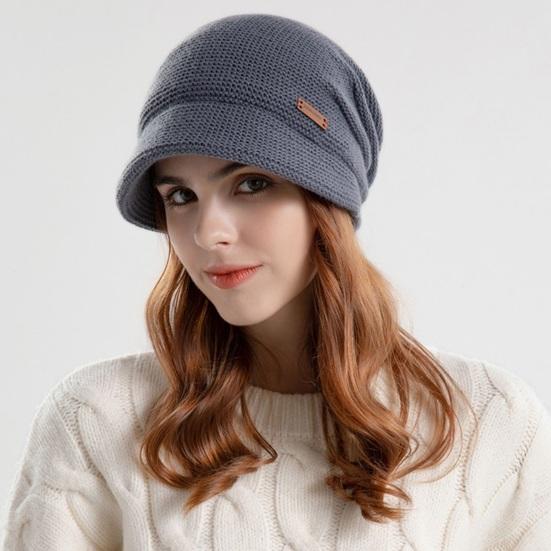 Chapeau d'hiver pour femmes, large bord court, élastique, couleur unie, doux, chaud, épais, peluche, résistant au froid, antidérapant, bonnet tricoté pour l'extérieur, hiver