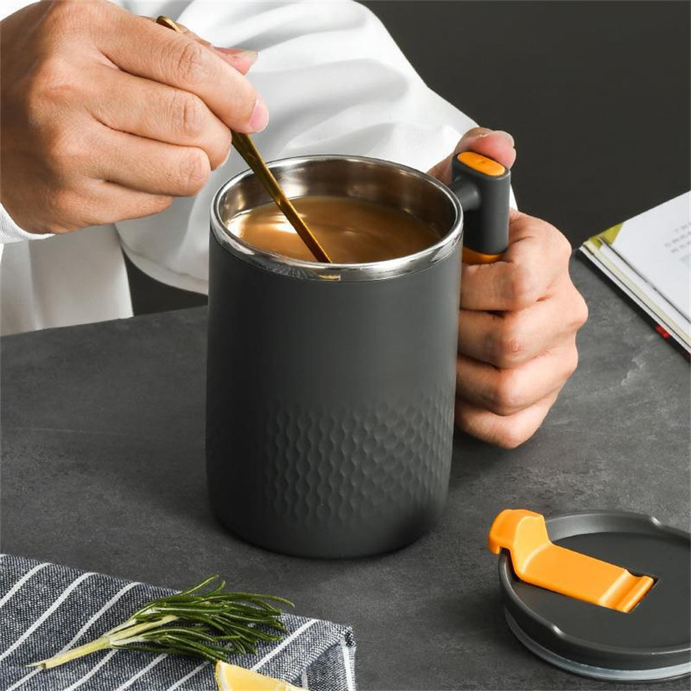 450ML Stainless Steel Coffee Cup Mug With Lid Coffee Mug Double Wall Coffee Tumbler With Handle Heat-resistant Drinkware