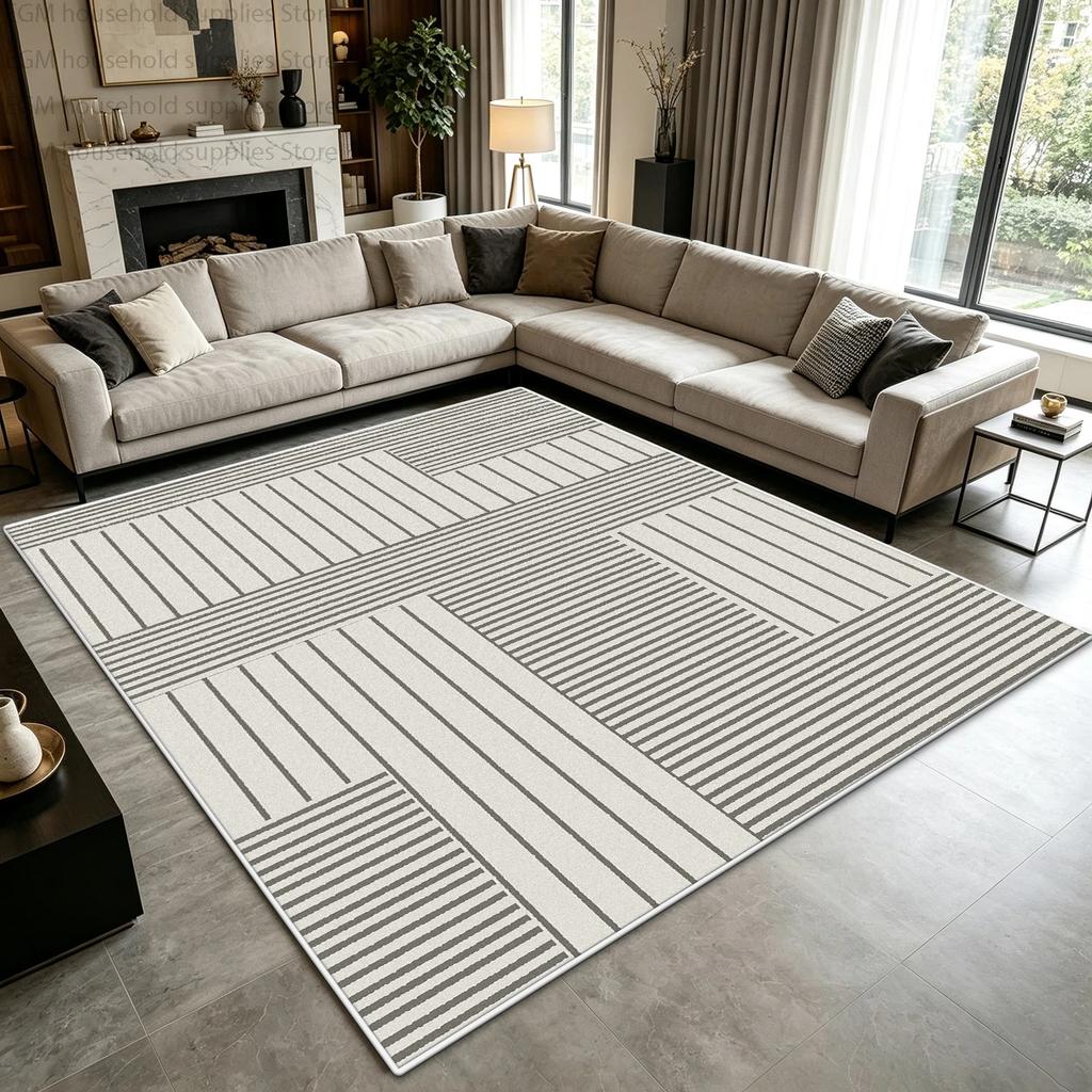 Minimalism Grey Beige Abstract Geometric Carpet Modern Living Room Large Area Rugs Soft Fluffy Washable Bedroom Floor Mats Study