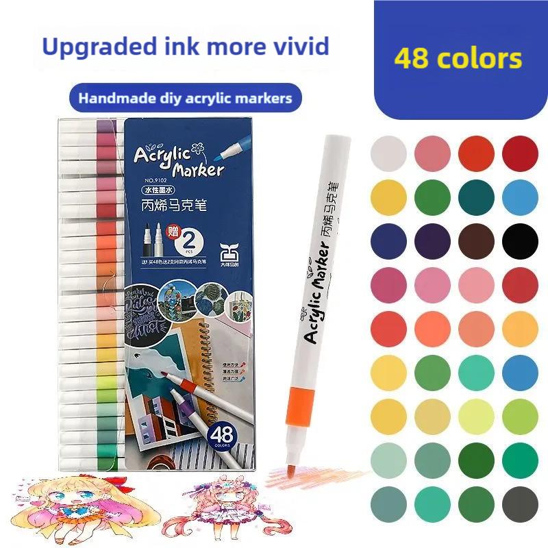 Quick Dry Acrylic Paint Pens Waterproof Fine Tip for Canvas Wood Glass DIY Art Drawing Ergonomic Design for Adults Students Gif