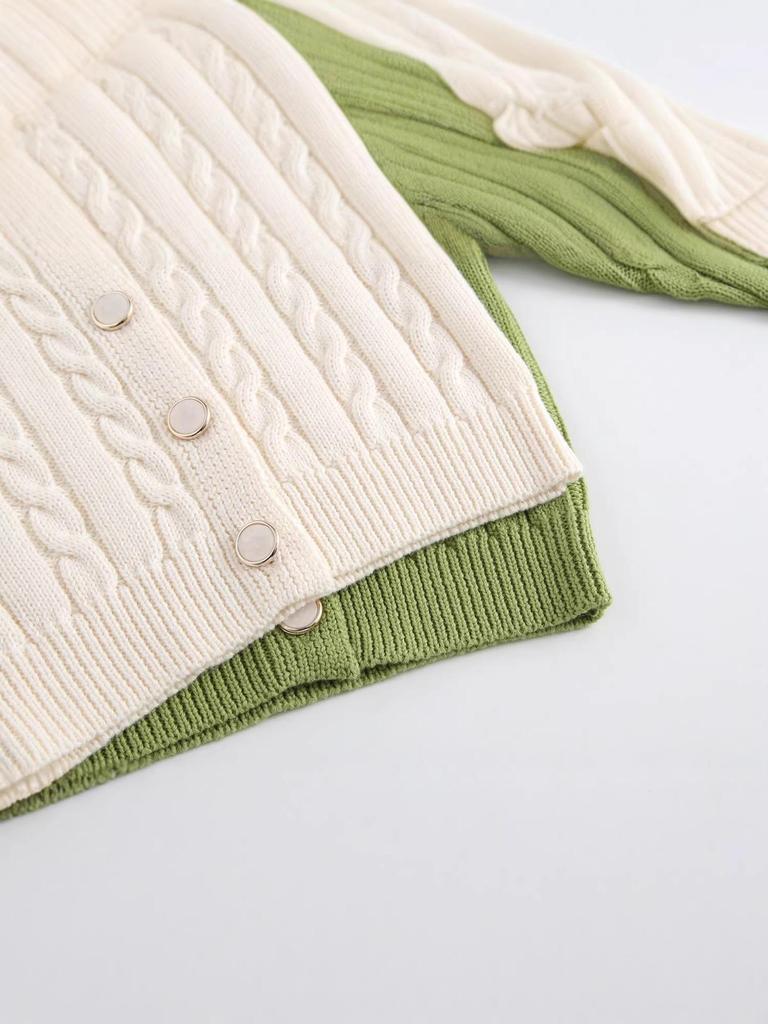 Unisex Baby Cotton Cable Knit Cardigan - Spring/Autumn Style