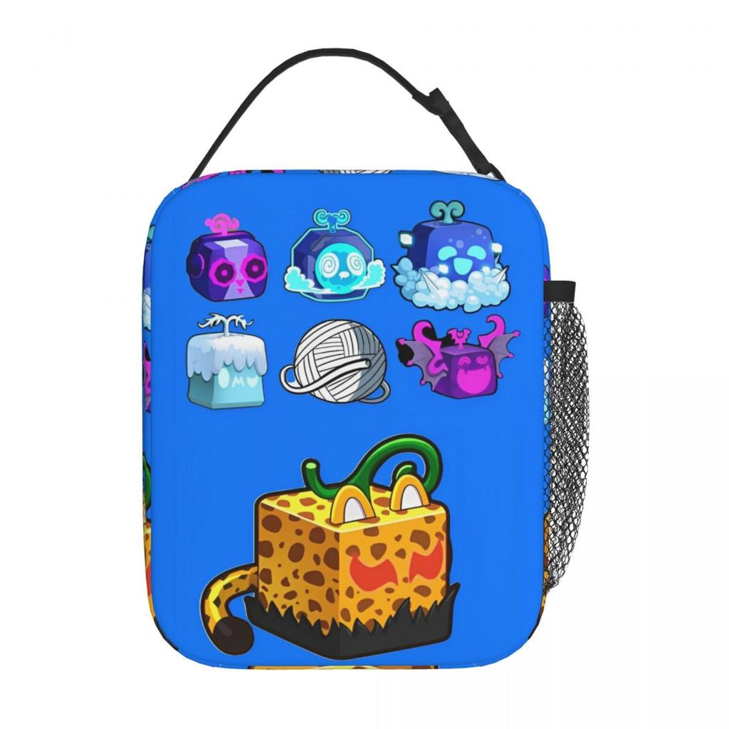 Borse Termiche per Pranzo Blox Fruits A Tenuta Stagna Cartone Animato Gioco Contenitore Pasto Borsa Frigo Pranzo al Sacco Borsa Tote Lavoro Picnic Borsa Cibo