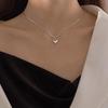 925 Sterling Silver Heart Clavicle Necklace - Trendy Peach Heart Design for Women