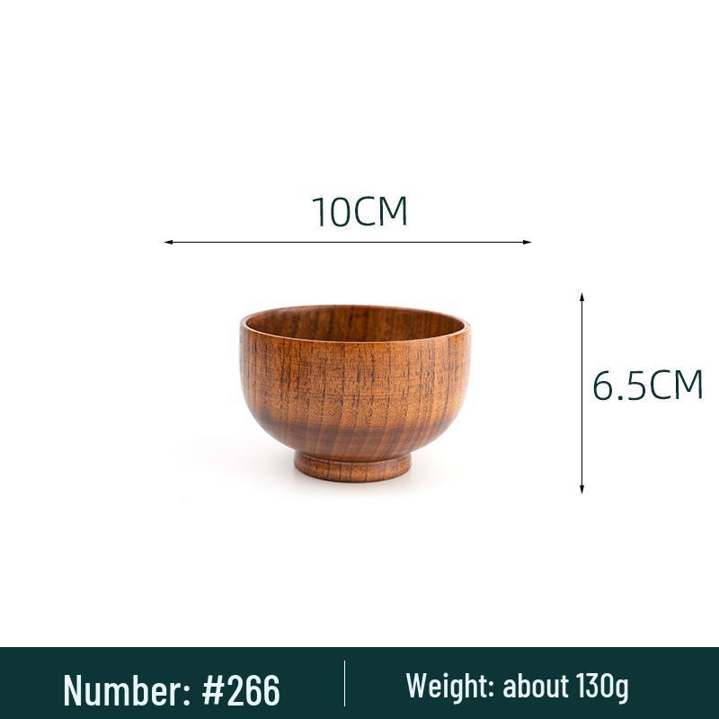 Japanese Sour Jujube Wood Ramen Bowl - Anti-scalding Instant Noodle and Rice Bowl for Kids, Wooden Tableware for Soup, Household Bowls and Plates