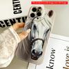2DFlat White Horse Portrait Phone Case All Inclusive Film Hard Phone Case, Compatible with iPhone 18 Pro Max 17 16 15 14 13 12 11