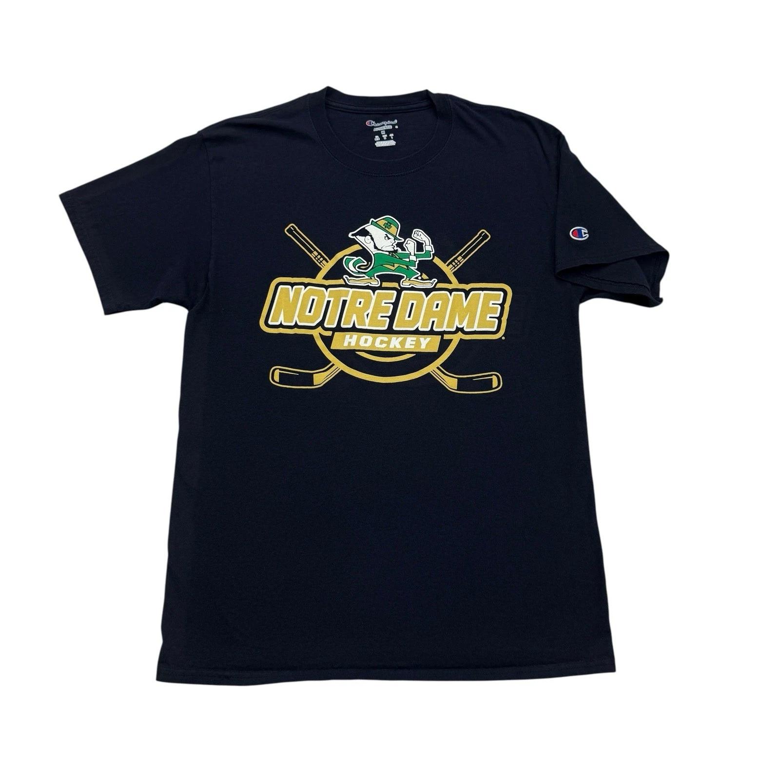 Notre Dame Fighting Irish Shirt Mens Medium M Blue Hockey Champion Short Sleeve 4XL