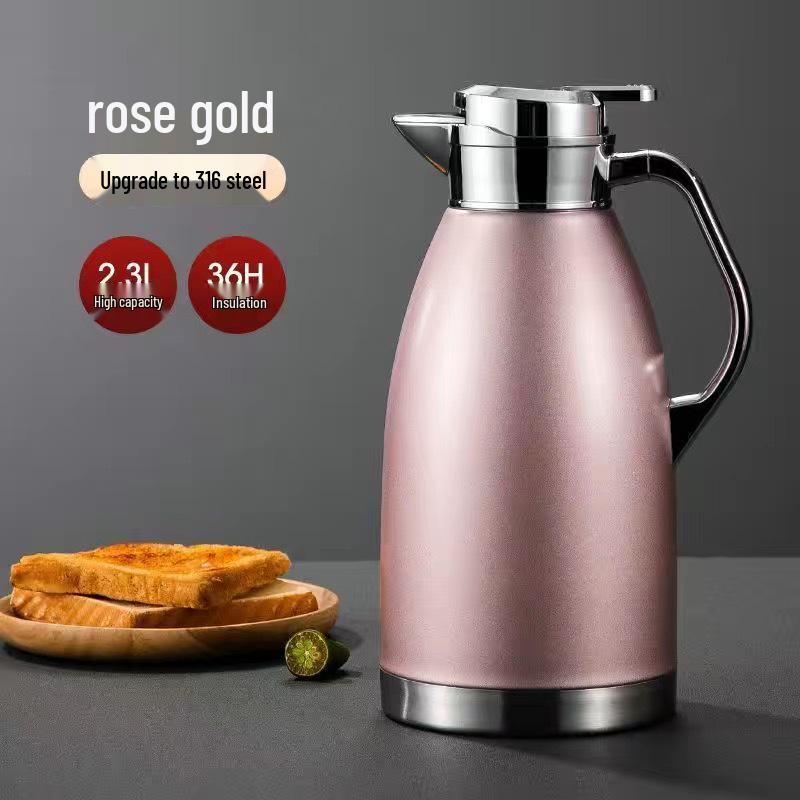 Large Capacity Stainless Steel Thermos Pot - Long-Lasting Hot Water and Boiling Bottle for Home or Restaurant Use.