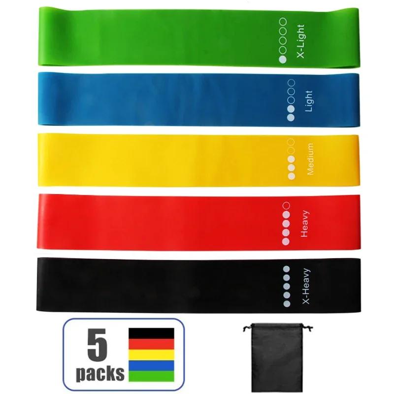 5pcs Resistance Bands Collection Yoga Elastic Band for Fitness Exercise Stretch Belt 5 Resistance Level Workout Bands Fitness Equipment