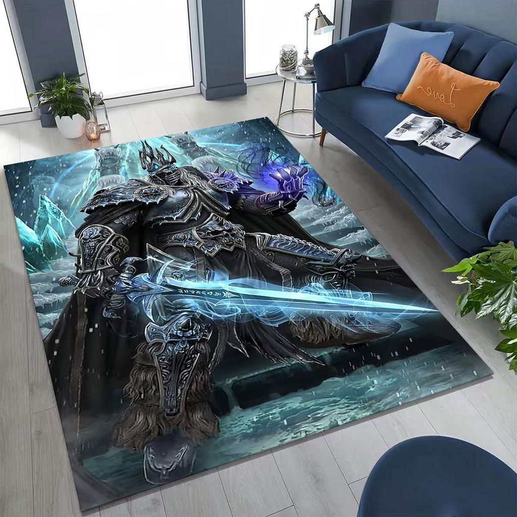 WOW World of Warcraft Arthas Demon Illidan Sylvanas Rug for Bedroom Living Room Sofa Home Doormat Decor, Kids Non-slip Floor Mat