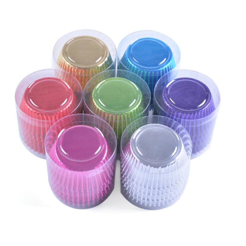 100pc cupcake paper cups gold/silver/Red Foil paper cupcake liner holder muffin baking cup cake case wrapper Aluminum Foil Metal