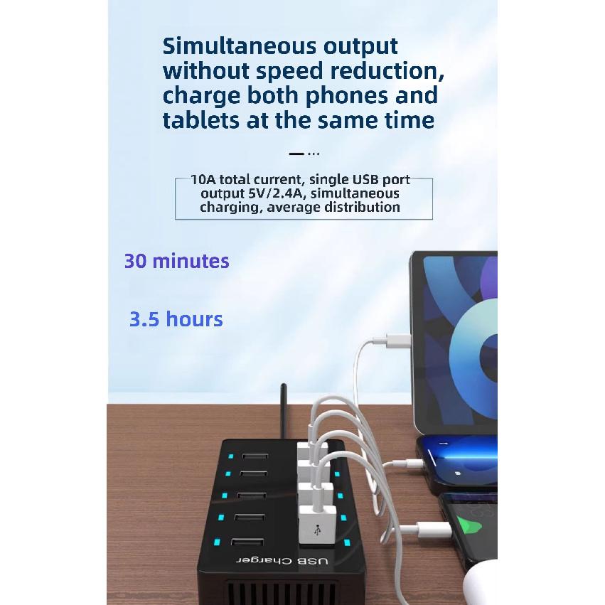 Earise | Multi-Function Multi-Port USB Charger 15 Ports