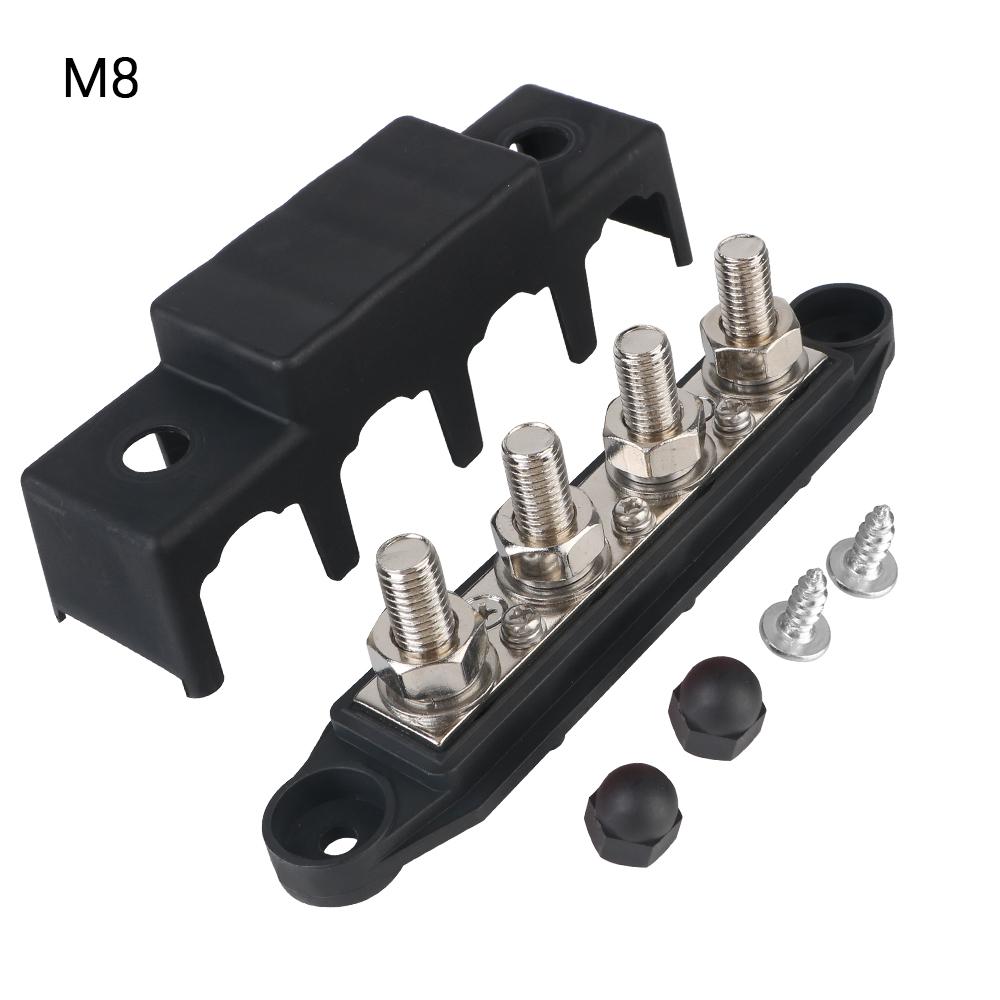 For Boat Truck RV Caravan Car Power Distribution Block 4 Ways 5/16" 3/8" Studs 48V 250A DC M8 M10 Stud Bus Bar Electro Junction