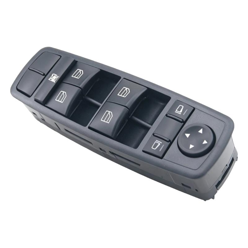 Car Interior Window Lift Panel 2518200110 for Routine Repair, Black Door Control Piece with Four Lift Buttons, Mirror Adjust Pad and Lock Key Layout