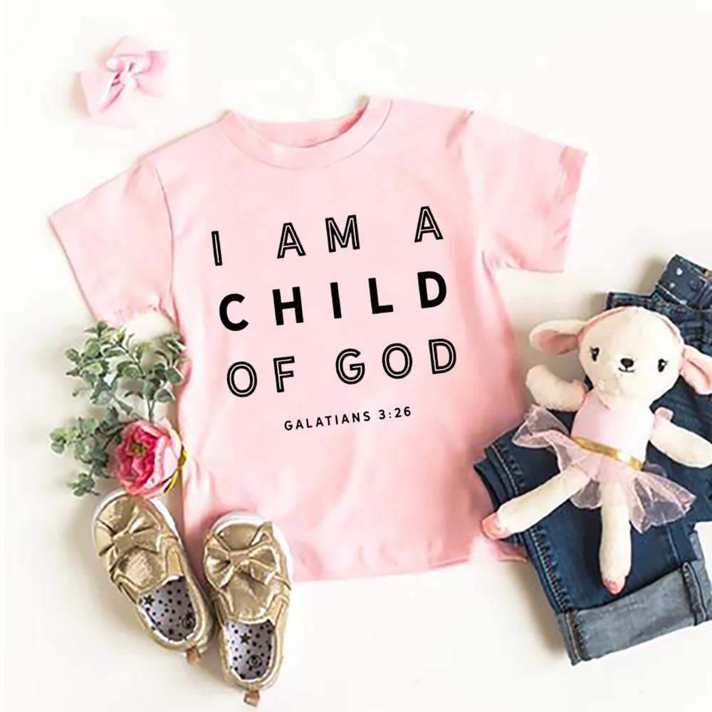 I Am A Child of God Printed Shirt T-shirt Girls Boys Short Sleeve Tops Vintage Tee Child Summer Shirts Tops Toddler Casual Tees