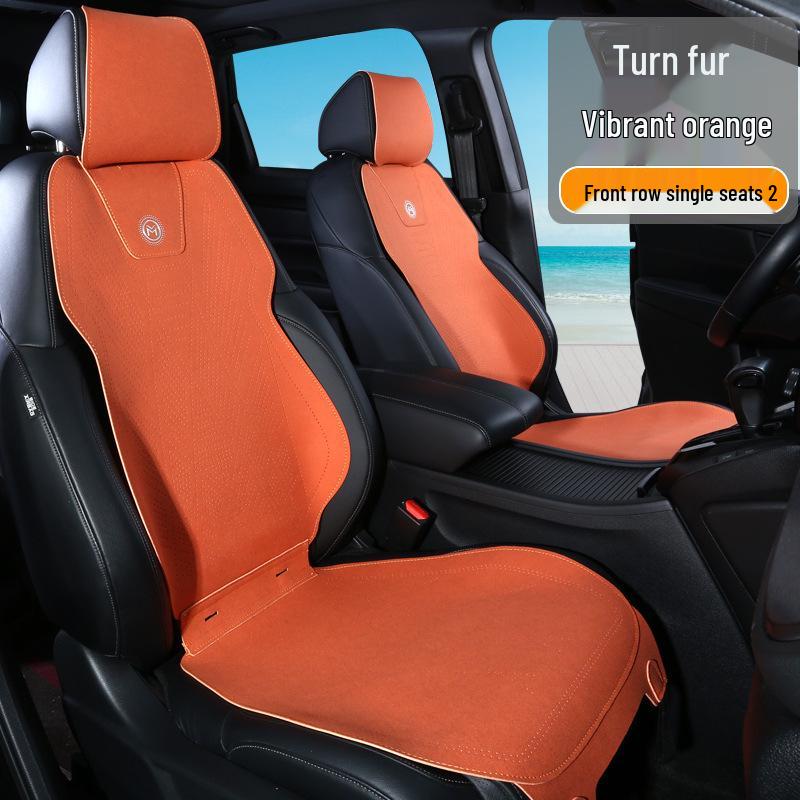 Suede Car Seat Cushion - All-Season, Breathable, Luxury Design with Small Waist Support