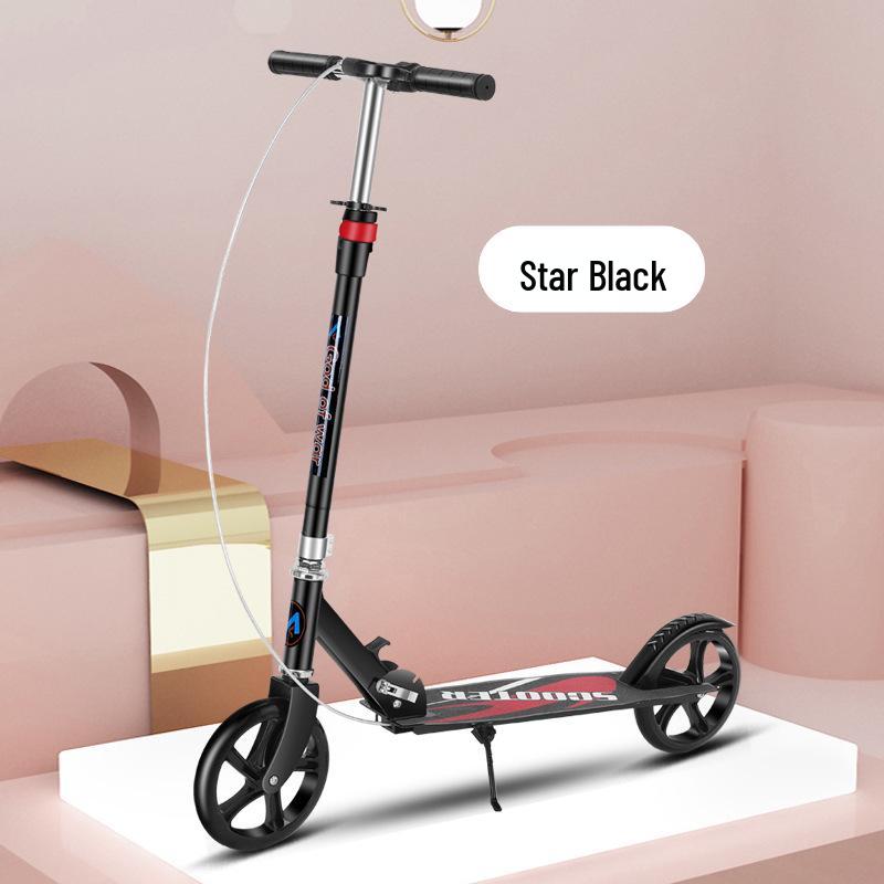 Foldable Two-Wheel Scooter for Adults & Kids - Starry Black with Dual Brakes