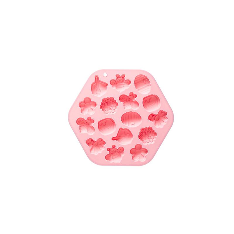 

16-hole Bee Theme Silicone Mold Flowers Honeycomb Fondant Candy Chocolate Mould Baking Tool Cake Decoration Accessories розовый