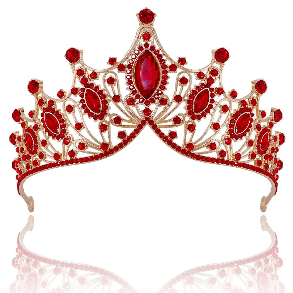 All Red Bride's Crown Headwear Wedding Birthday  Adult Dress Accessories  Crown Hair Accessories