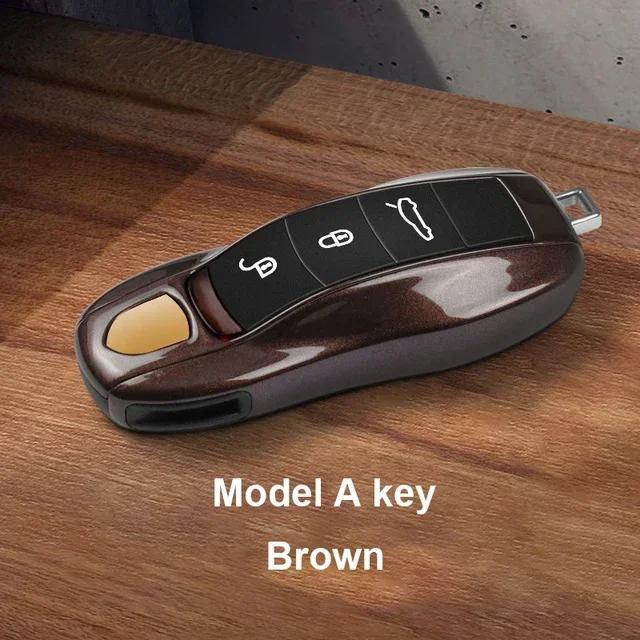 AABKV1 Solid Color ABS Car Key Case Cover Accessories For Porsche Panamera 2017 Cayenne 2018 2019 911 2020 2021 2022 2023 2024 Taycan