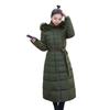 Womens Long Puffer Coat With Faux Fur Collar Winter Slim Fit Hooded Parka