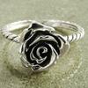 Jianjie Charming Rose Floral Shape Women's Rings Ancient Silver Color Classic Party Lady Tail Ring Jewelry Accessories